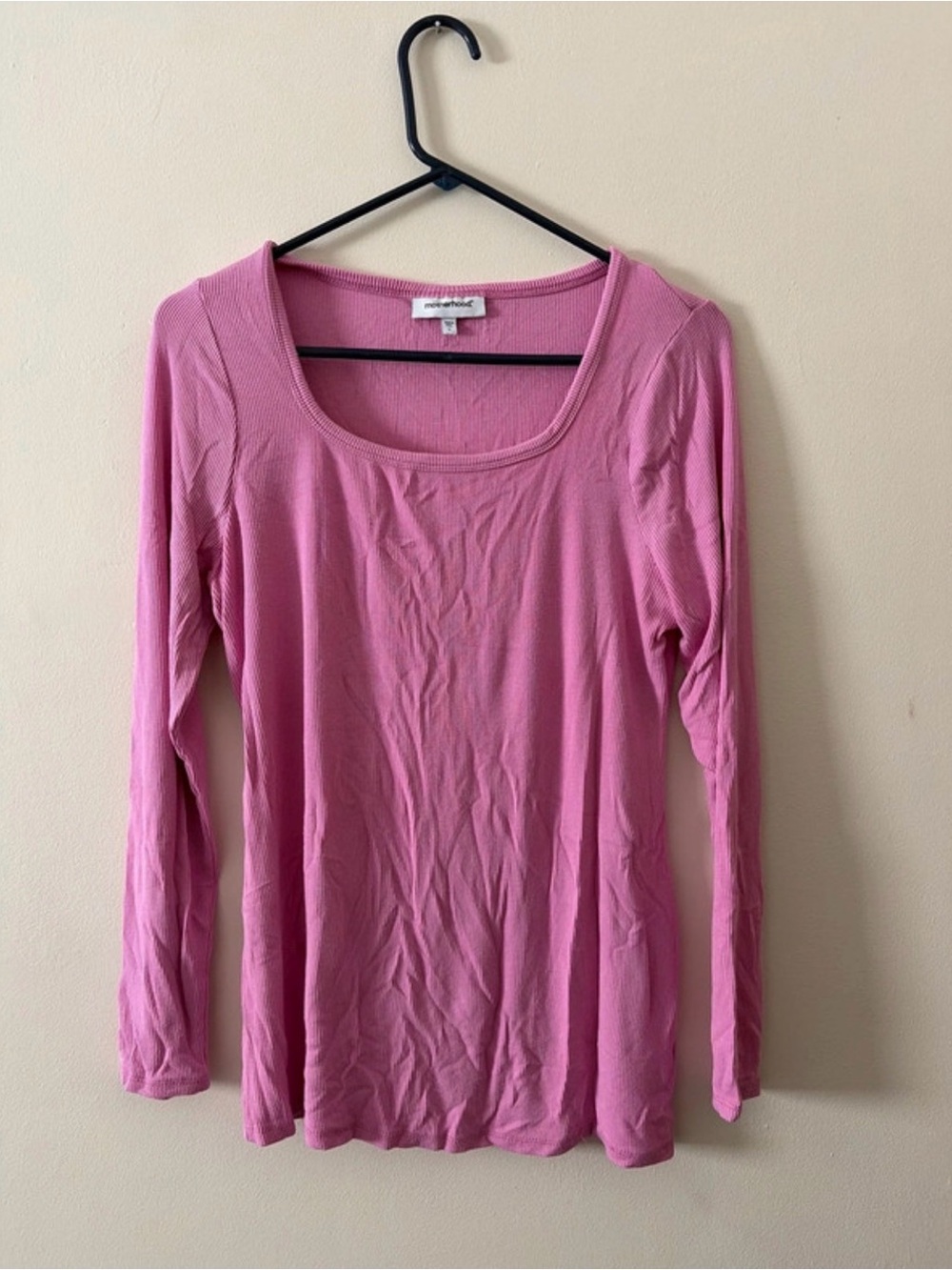 Motherhood Pink Long-Sleeve Scoop Neck Maternity Top